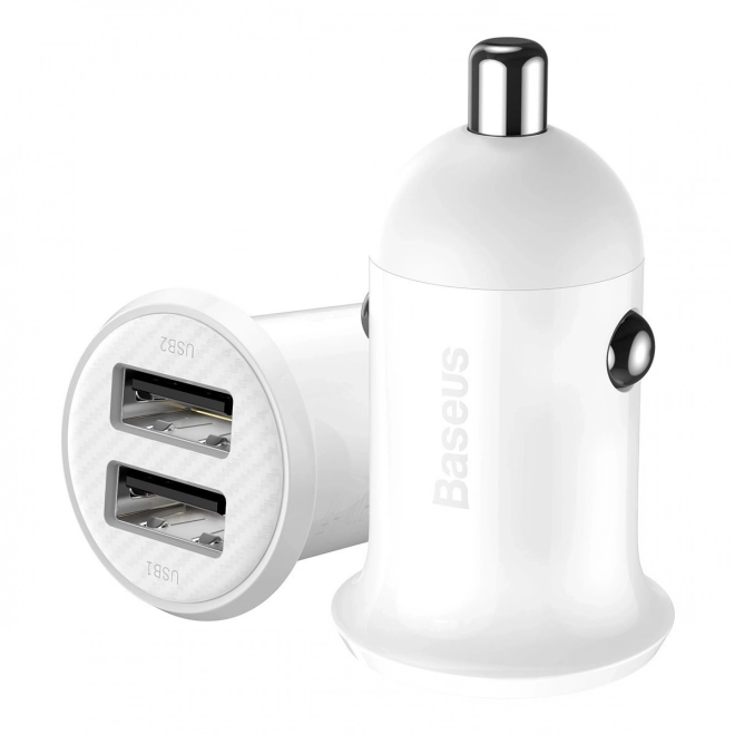 Baseus Grain Pro autós töltő 2x USB 4,8A (fehér)