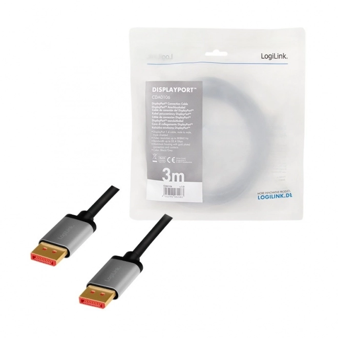 DisplayPort kábel 8K 60 Hz alumínium 3m