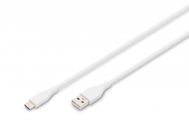 Szőtt szilikon USB-A - USB-C kábel, USB 2.0, 0.5m, Fehér