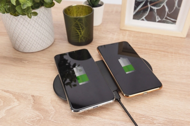 Indukciós vezeték nélküli töltő 15W Qi Duo Power USB-C fekete