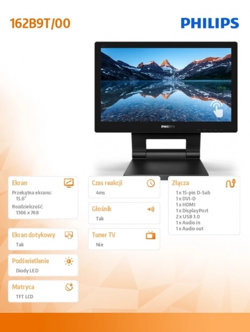 Monitor 15,6" LED Érintős