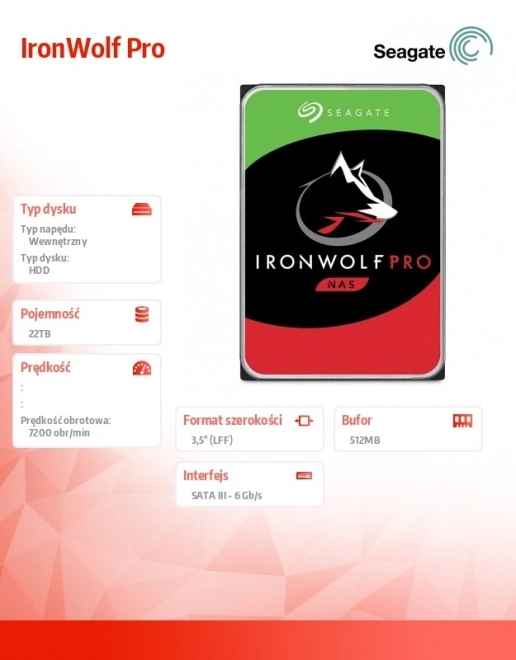 IronWolf Pro 22TB SATA meghajtó