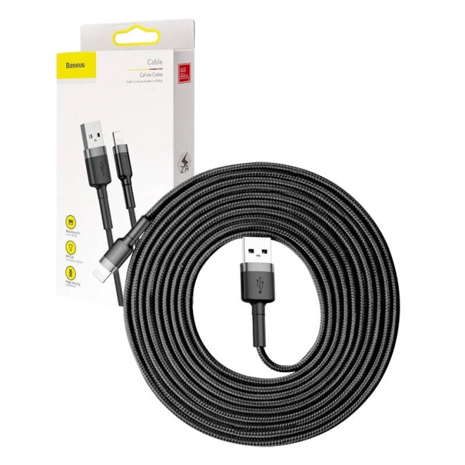 Baseus cafule usb lightning kábel 3m fekete-szürke