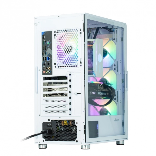 Atx középtorony rgb ház 4 ventilátorral, fehér