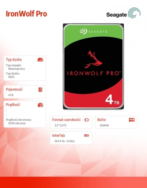 IronWolf Pro NAS merevlemez 4TB