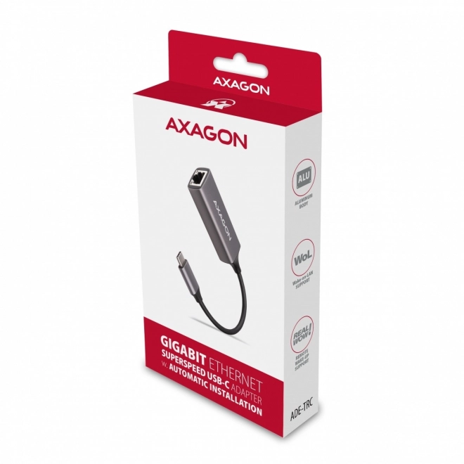 Továbbfejlesztett AXAGON Gigabites Ethernet Adapter USB-C 3.2 Gen 1 csatlakozással