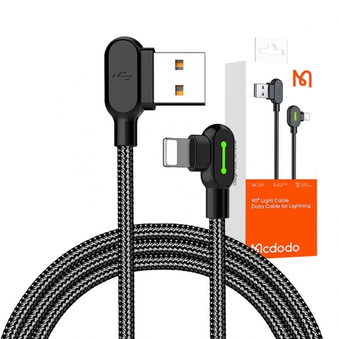 Mcdodo USB-Lightning sarok kábel 1,8 m fekete