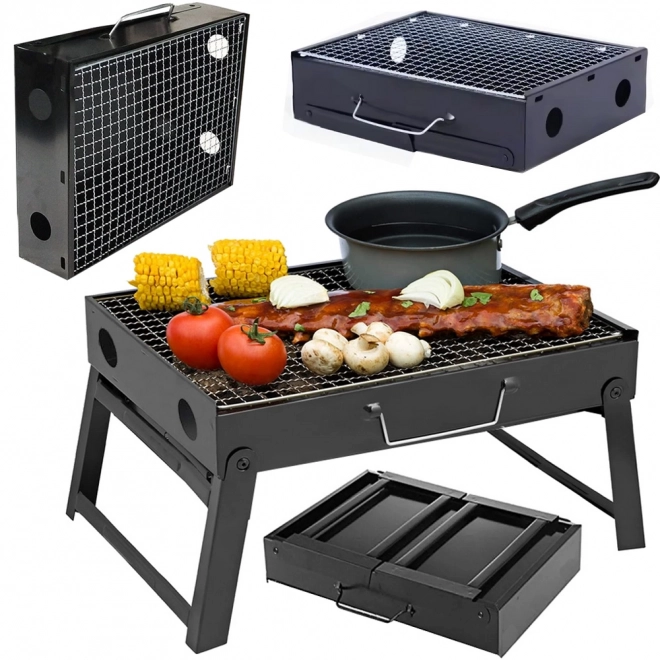 Hordozható összecsukható faszenes grill kempingezéshez és BBQ-hoz