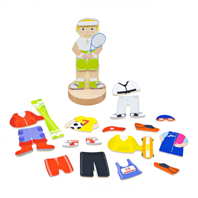 Bigjigs Toys mágneses öltöztető puzzle sporttevékenységekkel