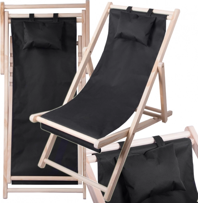 Fa összecsukható strandnyugágy párnával