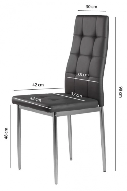 Modern szürke eco-bőr étkezőszékek krómozott lábakkal