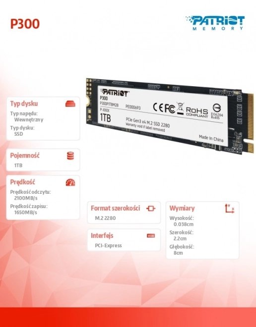 Gyors SSD Tárhely 1TB M.2 PCIe Gen 3