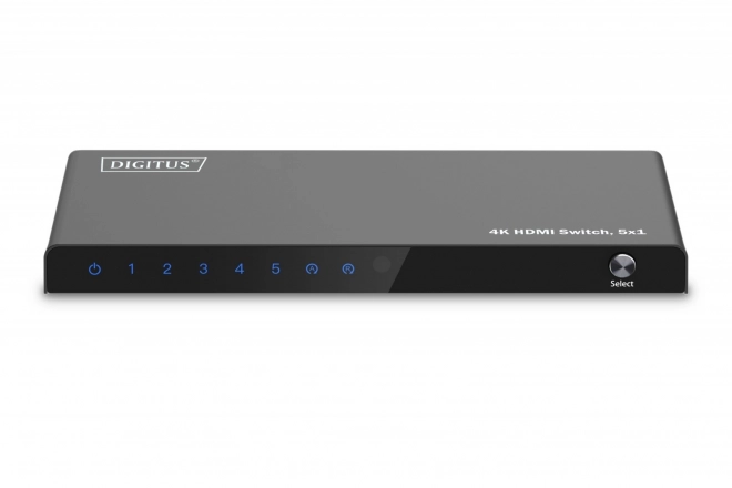 4K HDMI váltó 5x1, HDCP 2.3, távirányítóval, fekete