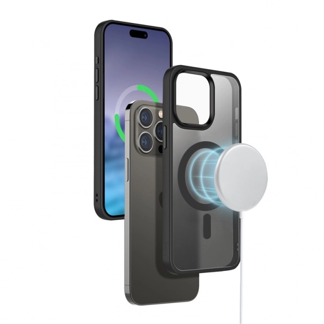 Hibrid Frost MagSafe tok fekete iPhone 15 Pro Max-hoz