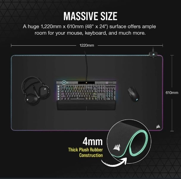 Rgb gaming egérpad XXXL világítással