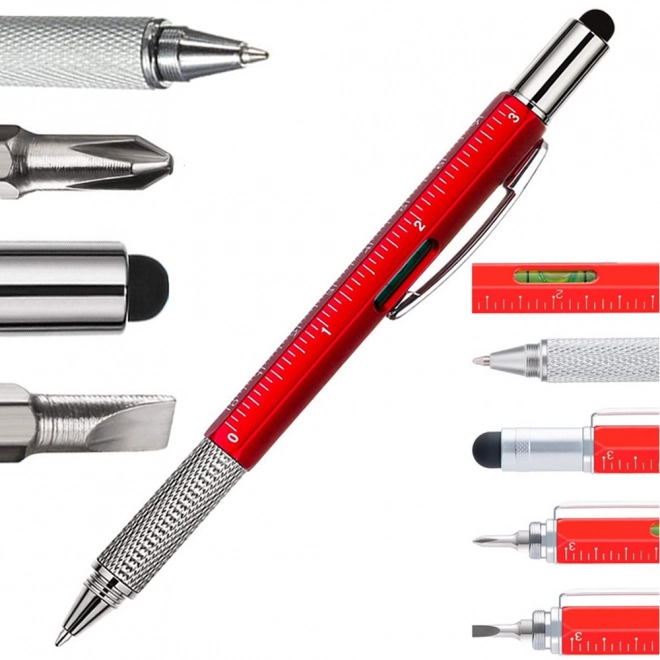 Multifunkcionális toll csavarhúzó multitool 6 az 1-ben vízmérték klipsz