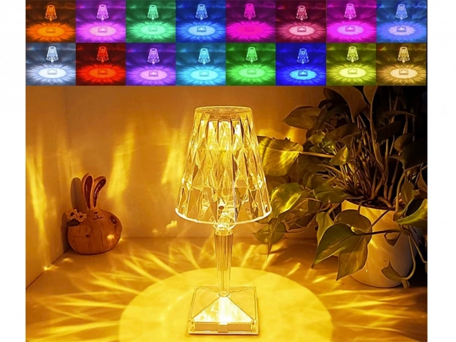 Kő kristály LED RGB éjjeli lámpa távirányítóval