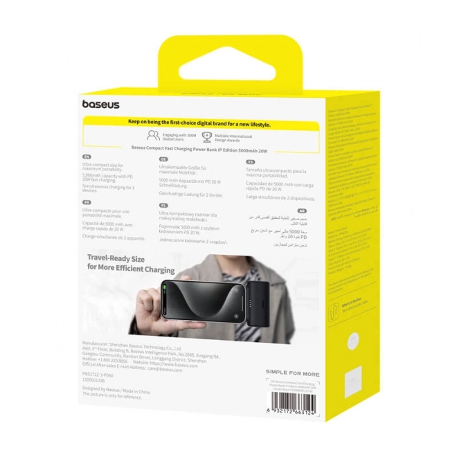 Baseus kompakt fekete powerbank 5000mAh 20W