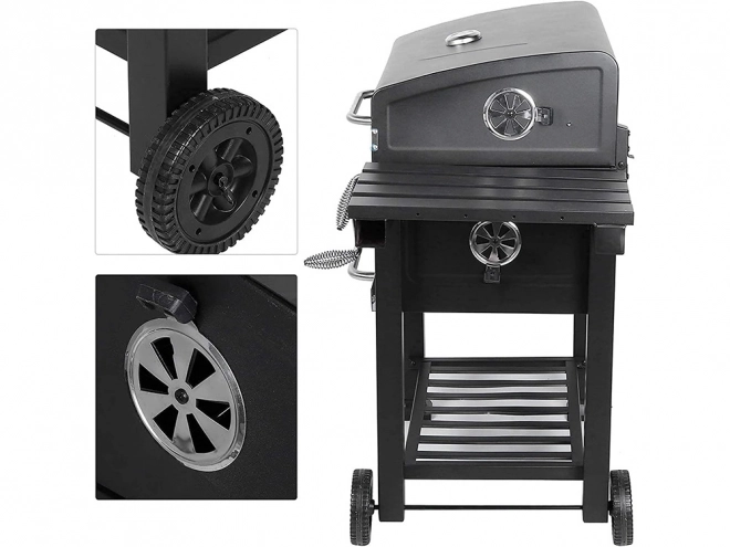 Kerti Grill Faszenes Két Ráccsal és Hőmérővel
