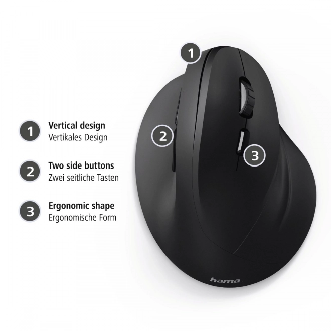 Ergonomikus vezeték nélküli egér fekete