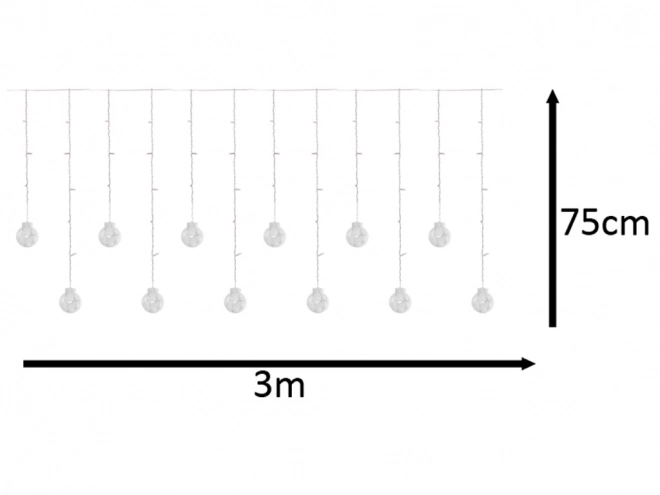 led függöny gömb fényfüzér meleg fehér 3m 108 led