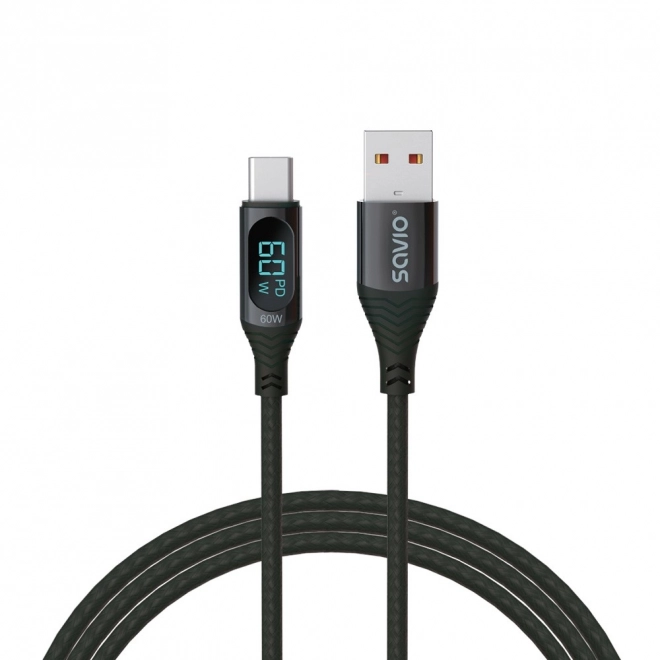 USB-A - USB-C kábel kijelzővel, 60W, 1m