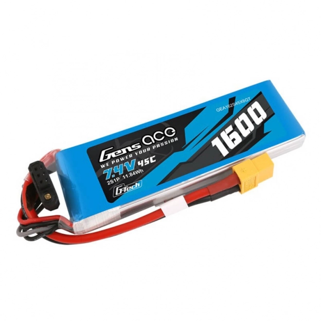 Lítium-polimer akkumulátor 1600mAh 7,4V 45C XT60 csatlakozóval
