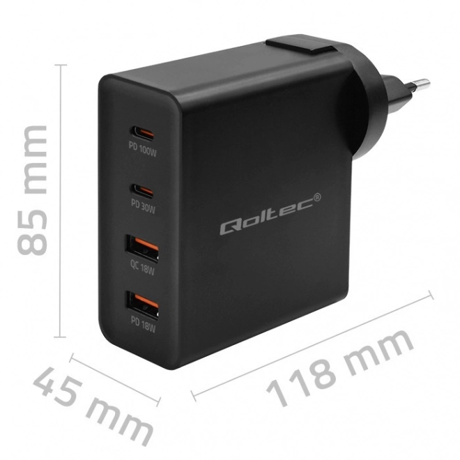 Fekete GaN Power Pro töltő 2xUSB-C 2xUSB