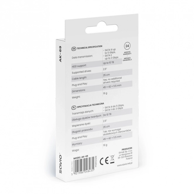 Adapter USB-C 3.1 Gen 1 - SATA 2.5 colos lemezekhez
