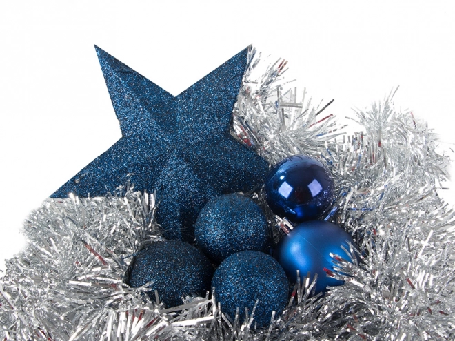Karácsonyi díszek kék csillogó csillag