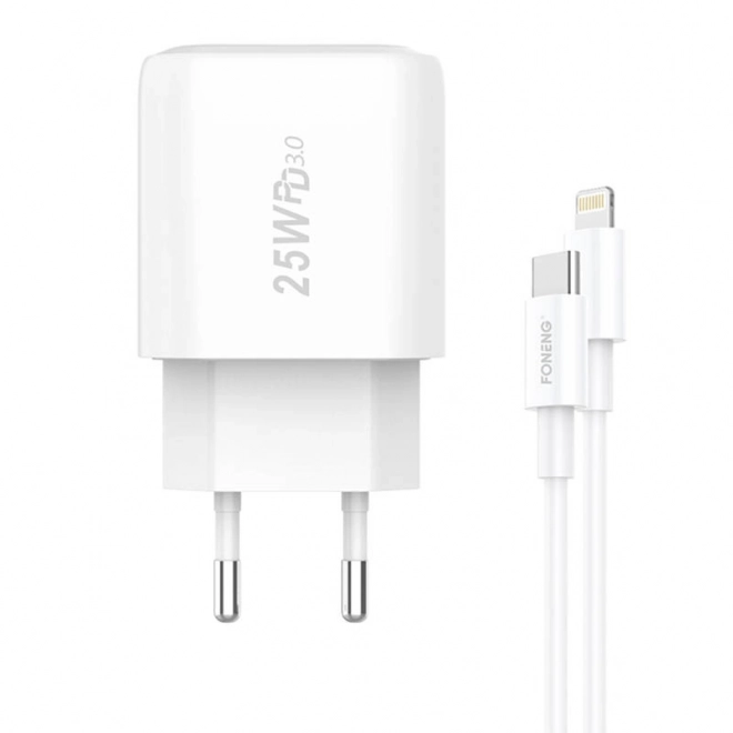 Gyors töltő Foneng 1x USB PD 3.0 EU39 kábel USB-C-ről Lightning-re