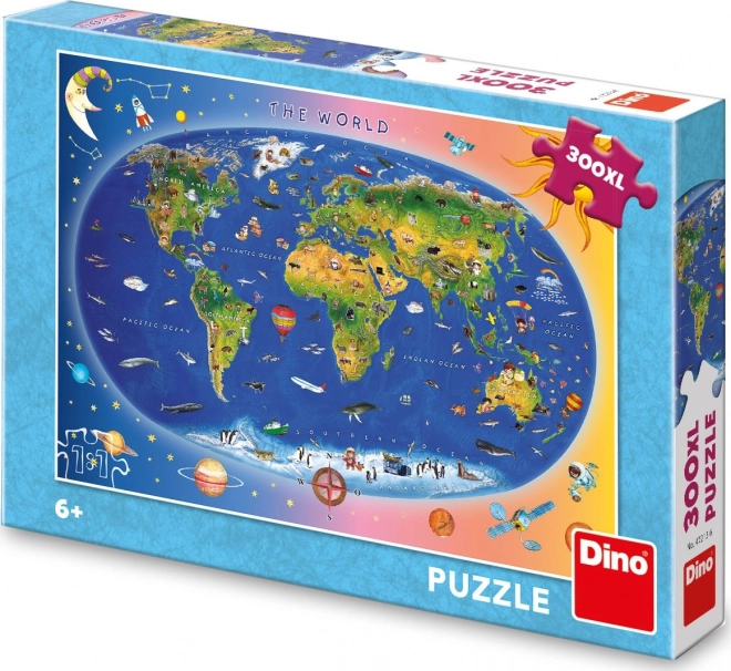 Dino világ térképe XL 300 darabos puzzle