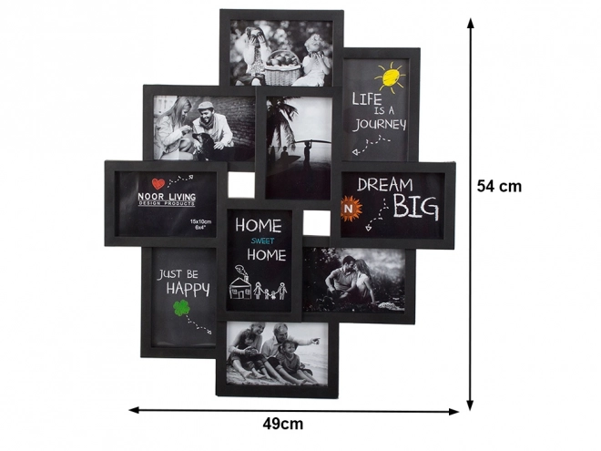 3D fotorám többféle képpel 10 fényképhez nagy fekete