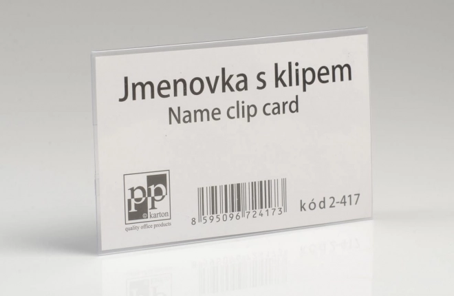 Névjegykártya klipszel és kitűzővel