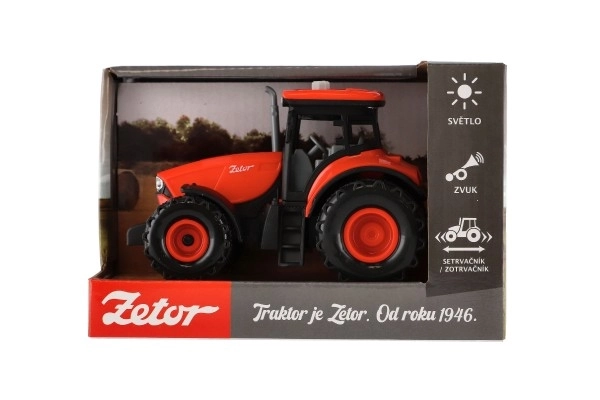 Traktor Zetor műanyag, 9x14 cm, lendkerekes, fénnyel és hanggal