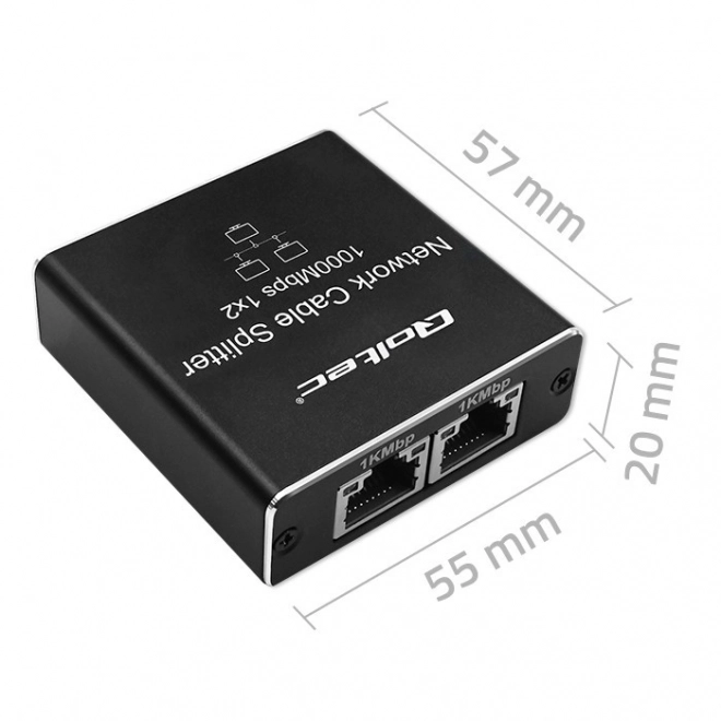 Mini Ethernet Switch 1x2 1000 Mbps RJ45 elosztó USB-C csatlakozással Alumínium burkolatban