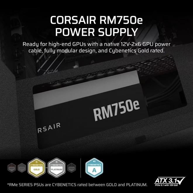 Corsair RM750e teljesen moduláris tápegység