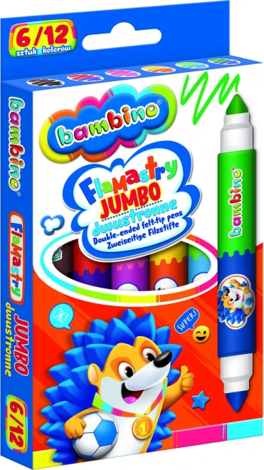 Jumbo kétoldalas filctollak 12 szín BAMBINO