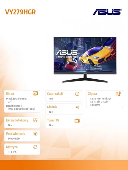 Monitor 27 hüvelykes VY279HGR IPS HDMI 120Hz FHD