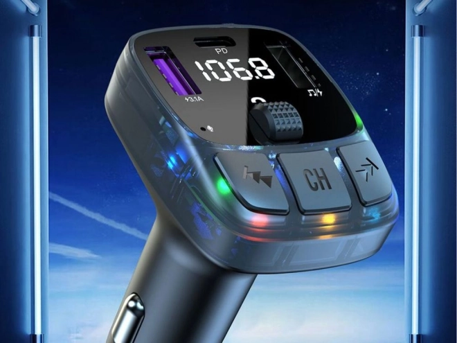 FM adó Bluetooth 5.3, 2xUSB + USB C, MP3 lejátszó, LCD kijelző 12V