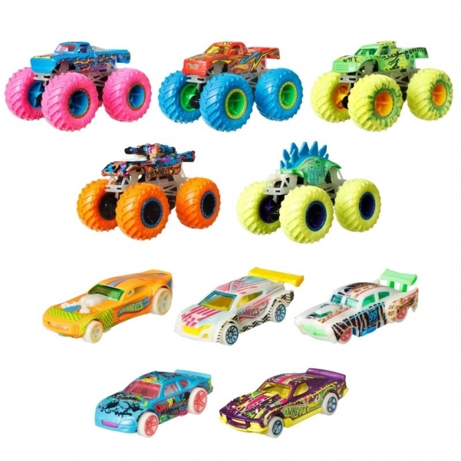 Hot Wheels világító Monster Trucks járművek 10 csomag