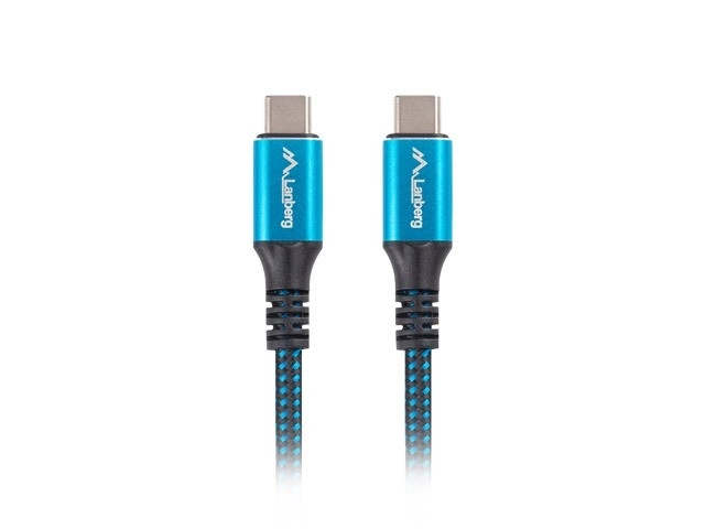Usb-c kábel lanberg usb4 1,2 m 100 w 8k 60hz fekete-kék