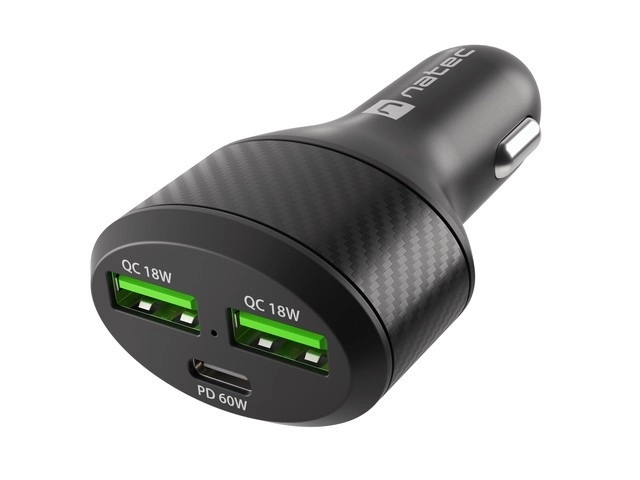 Natec autós töltő 2x USB 1x USB-C gyorstöltéssel