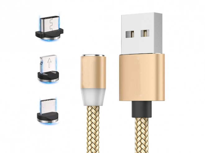 Mágneses töltőkábel 3 az 1-ben Micro USB C típus Lightning 1m