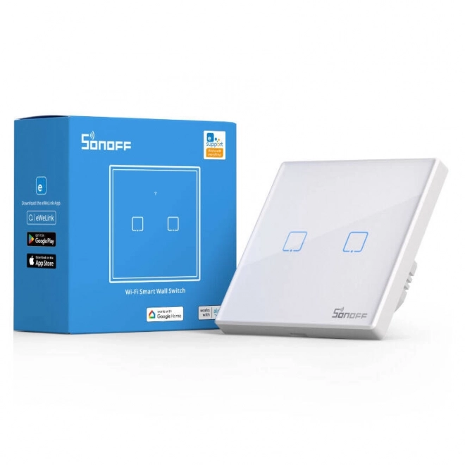 Sonoff T2 EU TX 2 csatornás érintős világításkapcsoló WiFi + RF 433