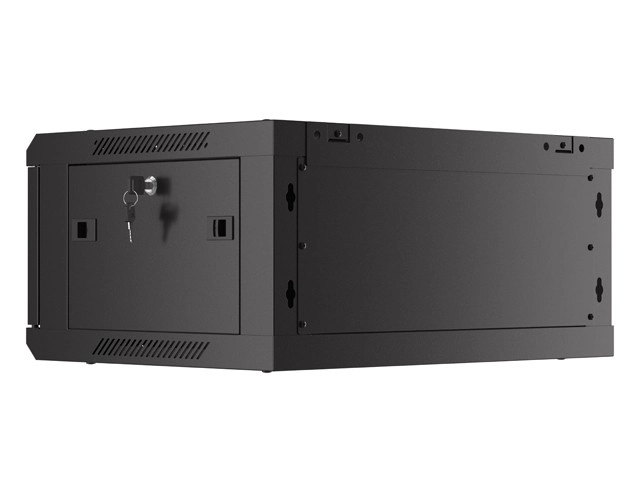 Fali rack szekrény 19 inch 4U perforált ajtóval fekete
