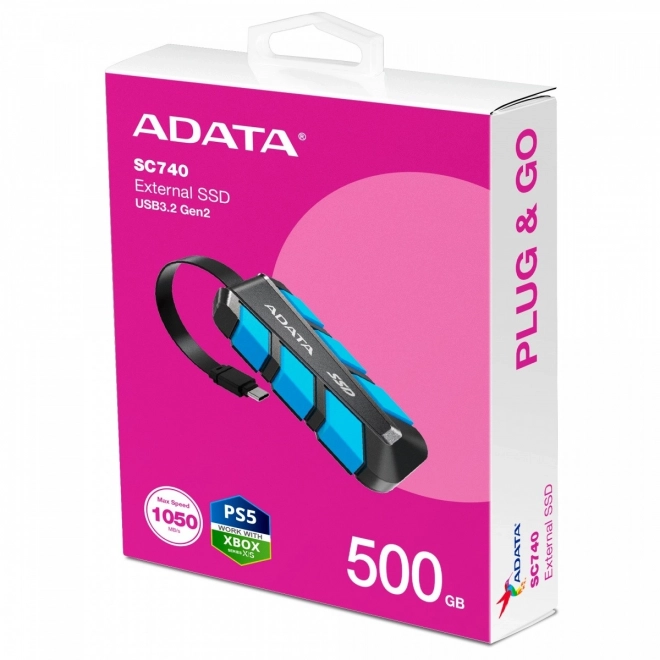 Kék külső SSD meghajtó 500GB USB-C