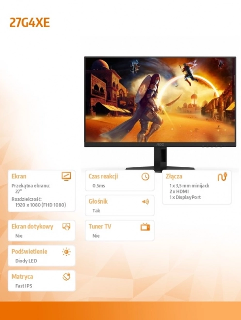 27 colos monitor, 180Hz, HDMI x2, DP