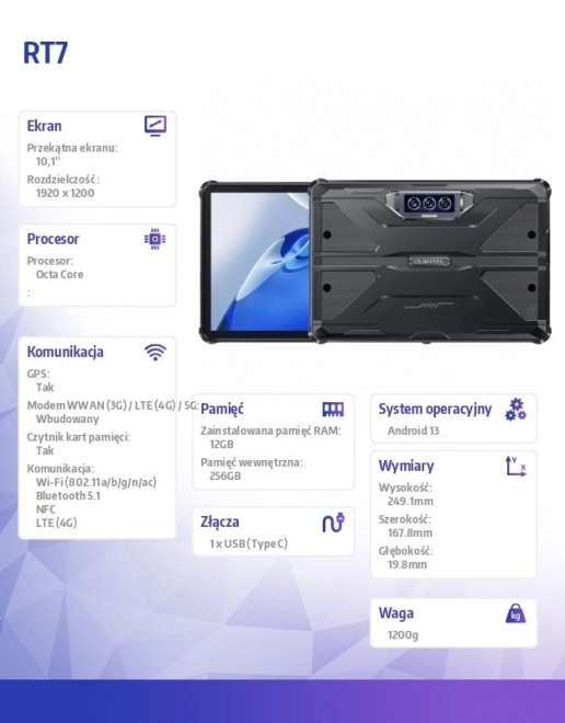 Tablet RT7 12/256GB fekete