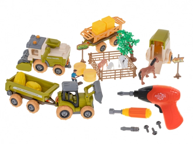 Gyermek traktor és farm készlet játékszett